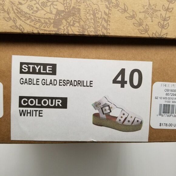 Free People Women Gable Glad Espadrille Gladiator Sandals Sz 9.5 Leather White - Picture 2 of 7